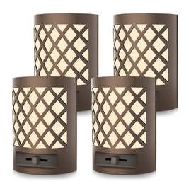 DORESshop Vintage LED Night Light Plug in, Dusk to Dawn Sensor, Dimmable Night Light, 1W (15W Equivalent), Adjustable Brightness from 0LM-60LM, Soft White 3000K for Bedroom, Hallway, Nursery, 4 Packs