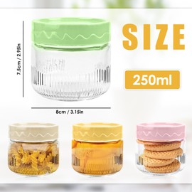4 Pack 250 ml Overnight Oats Jars, Preserving Jars with Screw Lid, Reusable Jam Jars, Meal Prep Jars, Ideal for Overnight Oats, Pickling, Preserving, Yogurt, Pudding, Chutney Jam