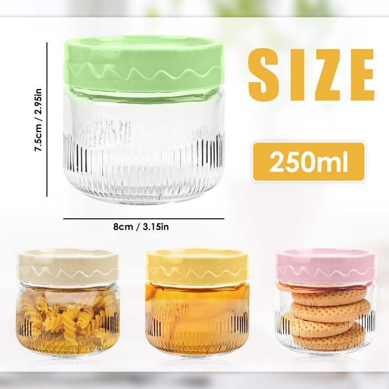 4 Pack 250 ml Overnight Oats Jars, Preserving Jars with