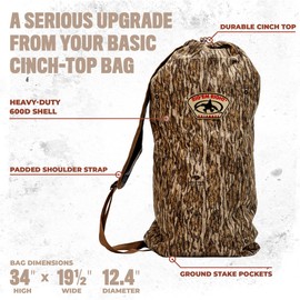 Rig'Em Right Turkey Decoy Bag, Padded Shoulder Strap, Heavy Duty 600D Shell and Durable Cinch Top, Bottomland, Bottomland (125-bl)