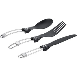 Explorer Bear Black Titanium Foldable Camping Utensil Set, 3 Pieces