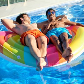 Rainbow Dreams™ Inflatable Island Double 164cm Rainbow Design