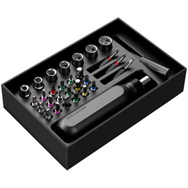 Glvaner Ratchet Screwdriver Set, 38 in 1 Repair Tool, 30 Nm Torque, Screwdriver Set, DIY Work Tool, Replaceable Repair Kit, 29 Bits, Storage Case (Black)