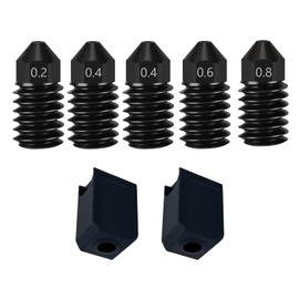 HzdaDeve Hardened Steel Nozzles for P1P/P1S/X1/X1C/X1E/Kobra 3 Combo/Adventurer 5M/5M Pro 0.2MM 0.4MM 0.6MM 0.8MM High Flow Wear Resistant Nozzles with Extra Silicone Cover Sock for Bambu Lab Printer