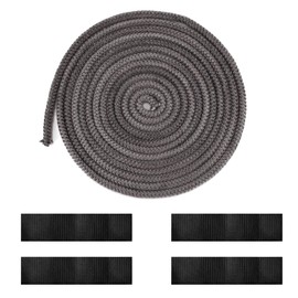 Fireplace Seal Rope, 0.24inx9.84ft Graphite Impregnated Fiberglass Rope Seal Gasket Replacement, Wood Stove Glass Door Flat Gasket for Fire Stoves Wood Burning Accessories