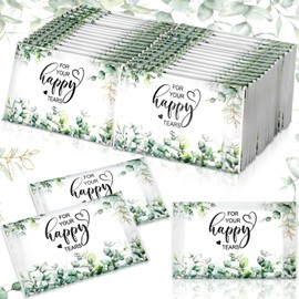 Yinder 60 Bulk Happy Tears Tissue Packs for Wedding 3 Ply Pocket Size Tissues Packs for Guests Facial Individual Wedding Party Favors Travel Graduation Celebration (Green Leaf)