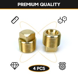 Boat Plugs 1/2 Inch Npt Solid Brass Boat Drain Plug, 4 Pack Garboard Drain Plug Boat Drain Plug Fits Most Boat Hulls (1/2 Inch NPT)