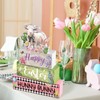 4 Pcs Easter Table Decorations Bunny Tiered Tray Decor Wooden