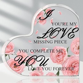 Romantic Valentine's Day Gift, Heart-shaped Acrylic I Love You Plaque Souvenir, Anniversary to Wife I Love You, Christmas Birthday Gift