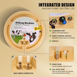 12L Rechargeable Goat Milker Goat Milking Machine Electric Pump Pulsation Vacuum 304 Stainless Steel Bucket Portable Milker Adjustable Suction Automatic Goat Milking Machine for Goat (12L for Goat)