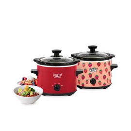 2.0qt Twin Set Slow Cooker Red and Strawberry Pattern