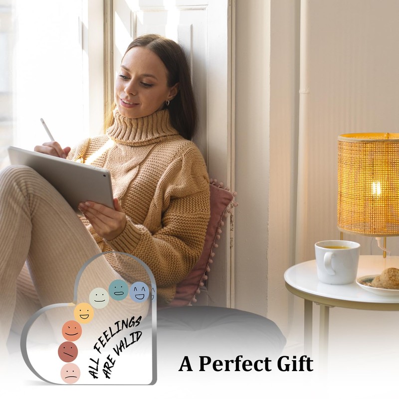 Ggjgrpx Heart-Shaped Mental Health Acrylic Sign, 4 inches x 4