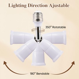 3 Pack Light Socket Extender, E26/E27 4.5 Inch Light Socket Extension, Vertical 180°Horizontal 350° Adjustable Medium Screw Base Light Bulb Extension Socket