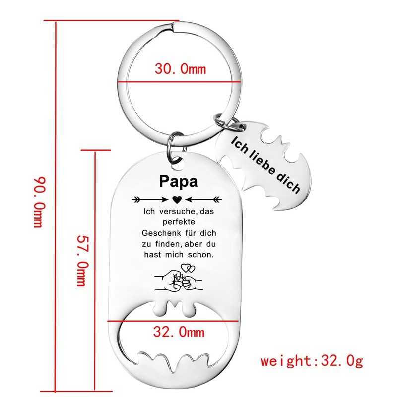YOTHIWAD Flaschenöffner Schlüsselanhänger mit Gravur für Papa Vatertagsgeschenk Geburtstag Weihnachten