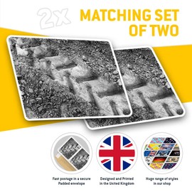 Rectangle Stickers (Set of 2) 10cm - Off Road Tyre Track Land Racing Race Fun Decals for Laptops,Tablets,Luggage,Scrap Booking,Fridges, #41333