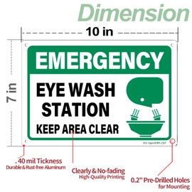 MOLESS Eye Wash Station Sign - 10 × 7'' Rust-Free .040 Aluminum Metal Signs for Eye Wash Station Business Office Indoor/Outdoor - Waterproof/UV-Protected