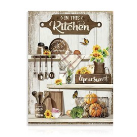 Dazzlewall Farmhouse Kitchen Canvas Wall Art Rustic Sunflower Wall Decor Kitchen Quotes Print Painting for Restaurant Dining Room 12x16 in Unframed