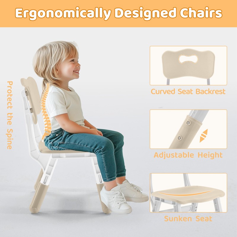 CuFun Kids Table & Chairs Set (2 Chairs) Height Adjustable
