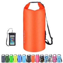 OMGear Waterproof Dry Bag Backpack Waterproof Phone Pouch 40L/30L/20L/10L/5L Floating Dry Sack For Kayaking Boating Sailing Canoeing Rafting Hiking Camping Outdoors Activities (Orange2, 5L)