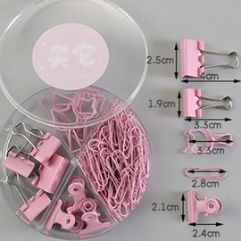 Foldback Clips, Aipeeo 1 Box Paper Clips, Paper Clips, Colourful Set, Multifunctional, Suitable for Home, Office, School (Pink)