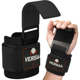 VSL Weight Lifting Hooks Non Slip Rubber Coated Grips, Neoprene Padded Wrist Support Wraps Weightlifting Hook Straps for Powerlifting Deadlift Gym Straps Workout Training Pull Up & Dumbbell Rows