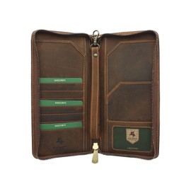Visconti Hunter Collection Wing Leather Travel Wallet & Strap RFID Blocking 728 Oil Tan