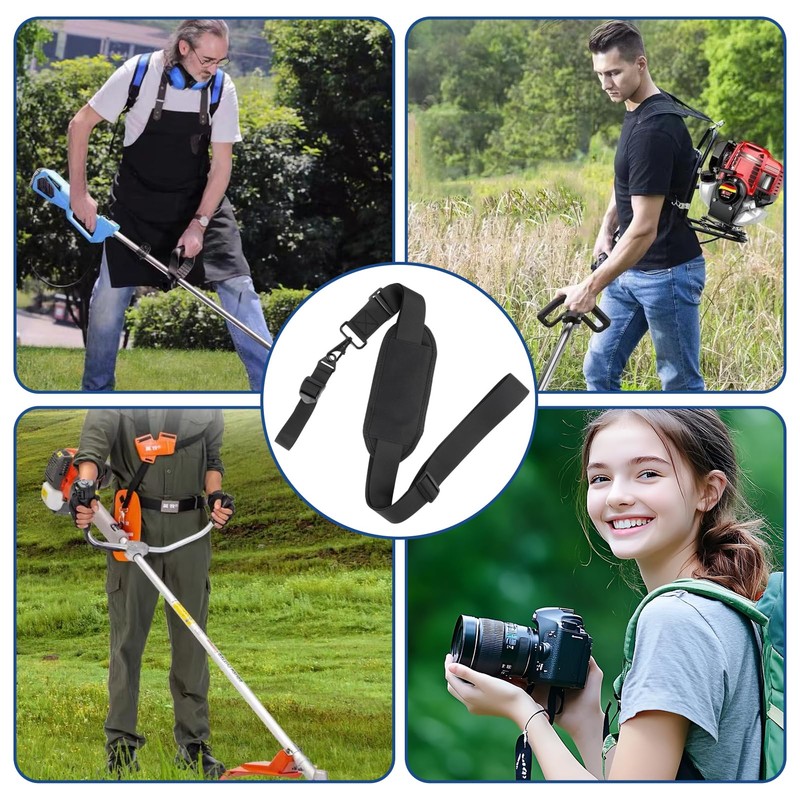 Lunpoem Adjustable Shoulder Strap Grass Trimmer Carry Strap, Black, for