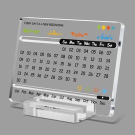 DIFFUNY Desk Calendar - Cute Office Decor & Desk Decor Perfect for Women Men - Office Gift for Coworkers - Acrylic Perpetual Calendar for Desktop