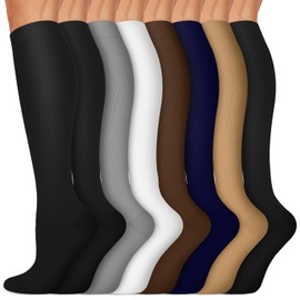 Iseasoo Copper Compression Socks (15-20 mmHg) for Men & Women - Running, Hiking, Cycling, Travel - Improves Circulation（L/XL）