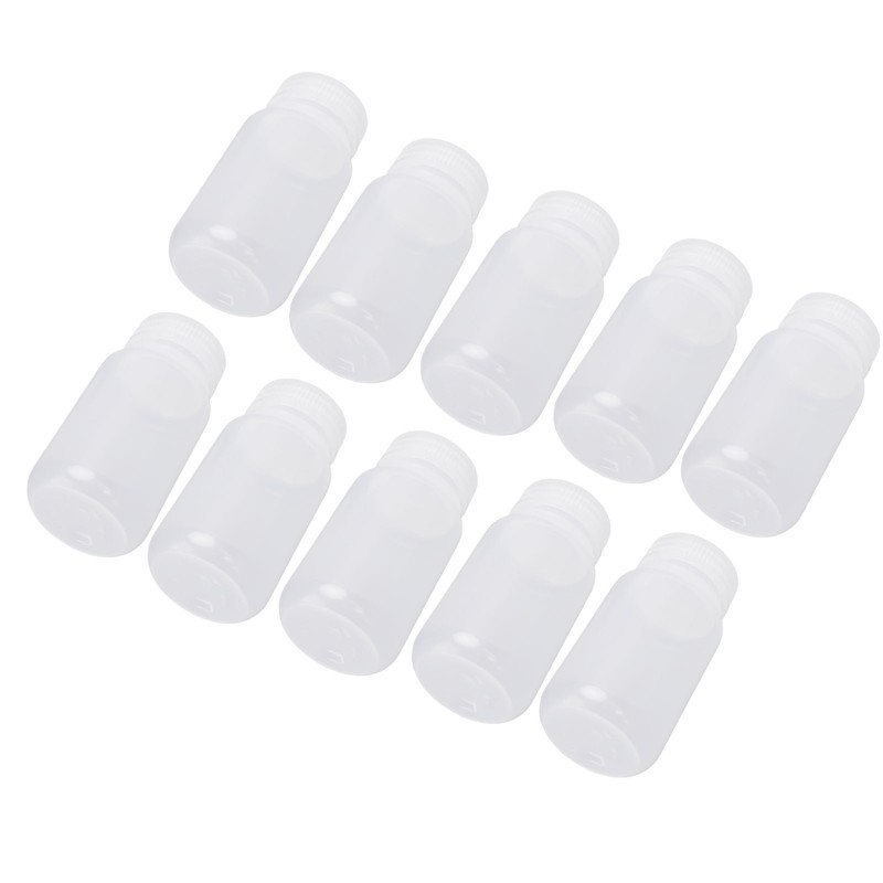10Pcs Reagent Bottle Plastic Wide Mouth Lab Liquid Sample Seal