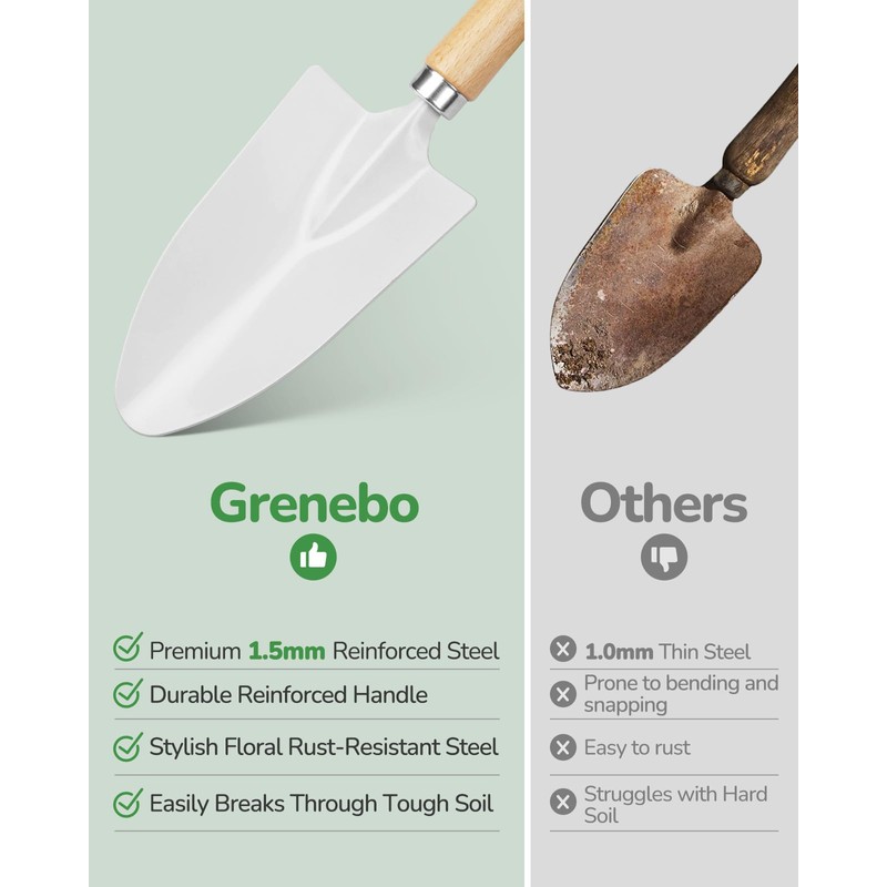 Grenebo Gardening Tools, 10-Piece Garden Tools Gift Set for Women,