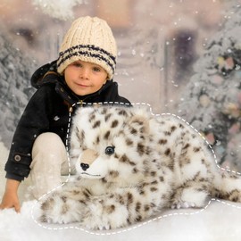 MaoGoLan 35 inch Snow Leopard Stuffed Animal Giant Leopard Toy for Kids, Realistic Plush Jungle Animals Cheetah Lion Tiger, Christmas Easter Valentine's Day Birthday Gift