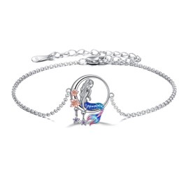 YAFEINI Mermaid Ankle Sterling Silver Mermaid Gifts Adjustable Anklet Jewellery for Women