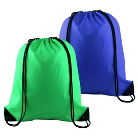 PLULON 2Pcs Drawstring Bags Bulk Drawstring Backpack Green Blue String Backpack Cinch Sack Sport Gym Backpack Bags for Yoga Traveling Outdoor Sports