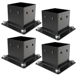 Eapele 4x4 Post Bracket Anchor Base, Powder Coated Steel Made for Fence Railings, Privacy Panels, Pergolas, Gazebos, and Mailbox Support Brackets (4pcs, Black)