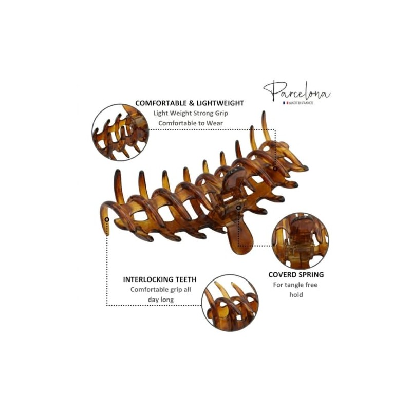 Parcelona French Rake Large Tortoise Shell Cellulose Jaw Hair Claw