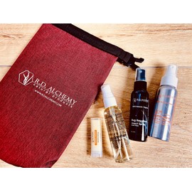 RD Alchemy - 100% Natural & Organic Adventure Bag - Includes Hand Cleaning Spray, Bug Spray, Lip Balm SPF30 Sunscreen Spray all in a Waterproof Travel Bag