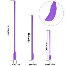 4pcs Mini Silicone Spatula Set, 3 Size Makeup Spatula Small Rubber Spatula for Thin Jar Skinny Openings Bottles, Tiny Scraper for Kitchen and Cosmetic, Multipurpose Scraping Mixing Tools (Purple)