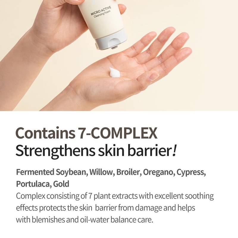 COSNORI Micro Active Cleansing Foam – Vegan, Non-irritating, Korean Facial