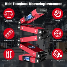 OBEST Foldable Spirit Level, 70 cm Multi-Angle Precision Gauge, 45°/90°/180°, Ruler with Magnet, Suitable for DIY, DIY, Carpenters and Construction Workers