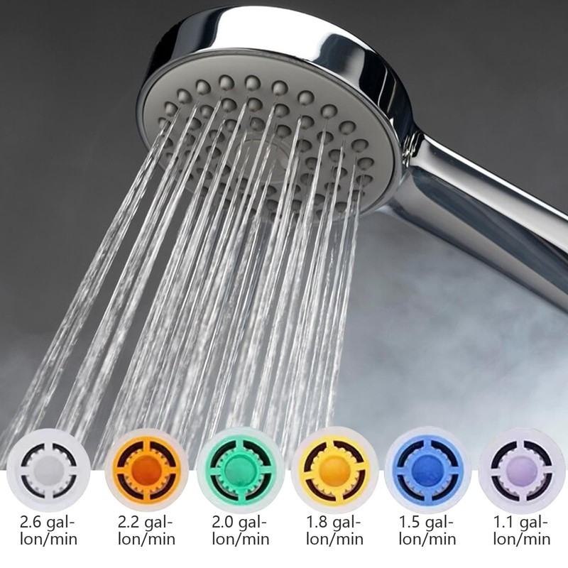 7-Piece Water Saving Shower Kit - Adjustable Flow Restrictor (4,