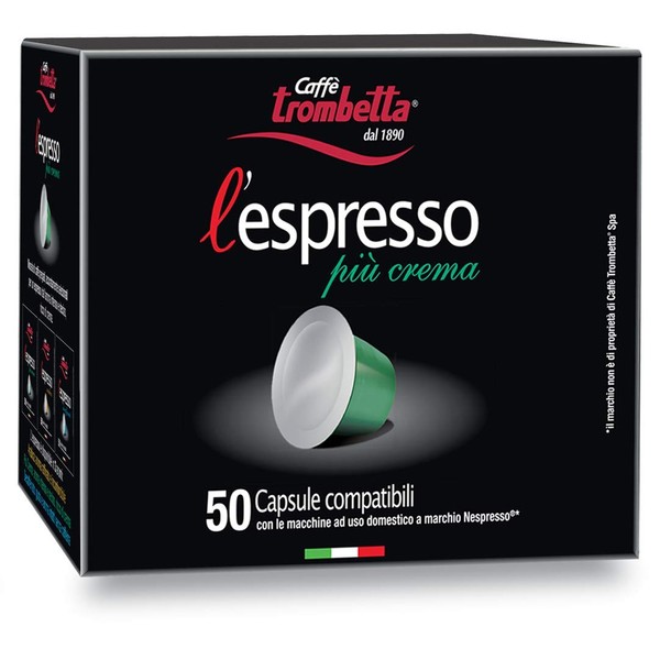 Trombetta 50 Capsules "L'espresso piu' Crema", More Rich in Cream Compatible Nespresso'