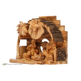 Bethlehem Musical Nativity Scene with Music Box & Incense from The Holy Land - Handmade Olive Wood -Holy Family Nativity Set
