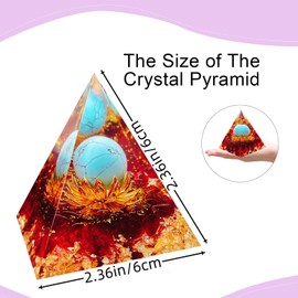 Saefheled Saefheled The Flower of Life Orgonite Pyramid,Positive Energy Red Glaze&Turquoise Orgone Crystal Healing Pyramid,for Reduce Stress, Balance Chakra,Meditation Attract Luck,Accumulate Wealth&Health