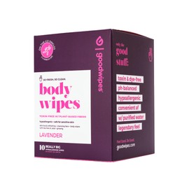 goodwipes Goodwipes Body Wipes, Really Big for All Over, Made with Aloe, Plant Based and Hypoallergenic, Wipe Away Sweat and Odor, For Face and Body-Lavender, 10 Count