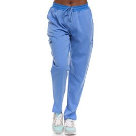 Minty Mint - Pantalones médicos negros para mujer, uniforme médico de enfermera, 5 bolsillos, flacos, médicos, médicos, médicos, para mujeres, jóvenes, enfermera, médico, azul jaspeado, M, Azul
