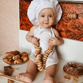 Nicoone Newborn Baby Chef Costume Photography Photos Prop Hat + Apron Outfit,Baby Chef Costume Set for Boys Girls Photography Props