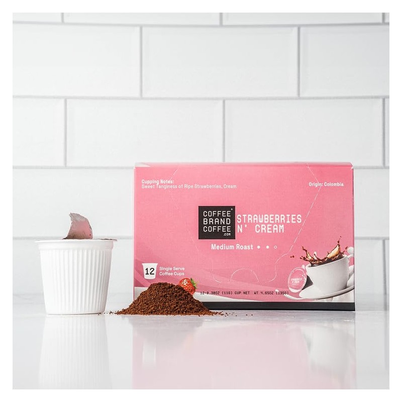 Premium Blend Coffee Brand KCups with Strawberry Cream Flavored Coffee