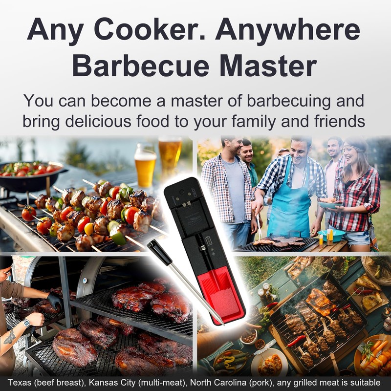 Meat Thermometer, Digital Bluetooth 500FT Wireless, Probe Lasts Up to