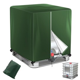 Neuytiky 420D IBC Container Cover, IBC Water Tank Cover 1000L, IBC Tank Container Cover, Green Tarpaulin for Water Tank 1000L, Weatherproof and Dustproof